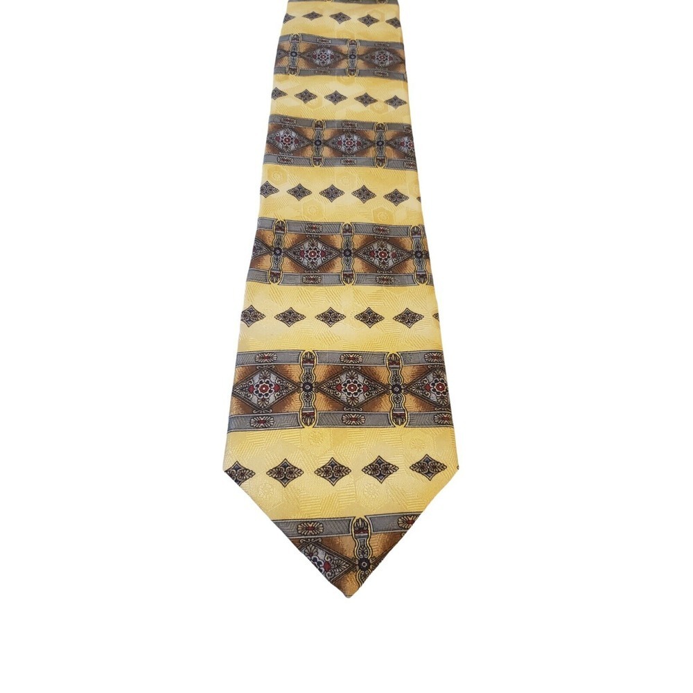 Cambridge Classics Mens Multicolor Classic Designer Tie Geometric Print Stripes